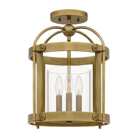 Quoizel McPherson 3-Light Weathered Brass Semi-Flush Mount MCP1714WS